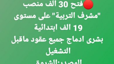 Photo of 30 الف منصب جديد مشرف تربية في الطور الابتدائي