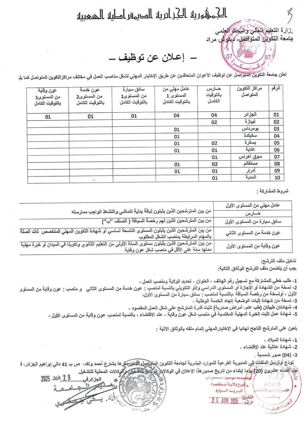 مسابقة توظيف جامعة التكوين المتواصل