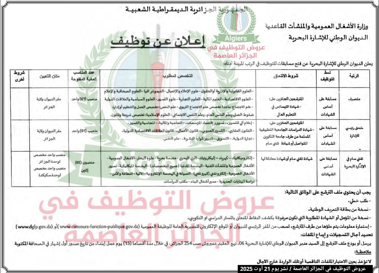 توظيف الديوان الوطني للإشارة